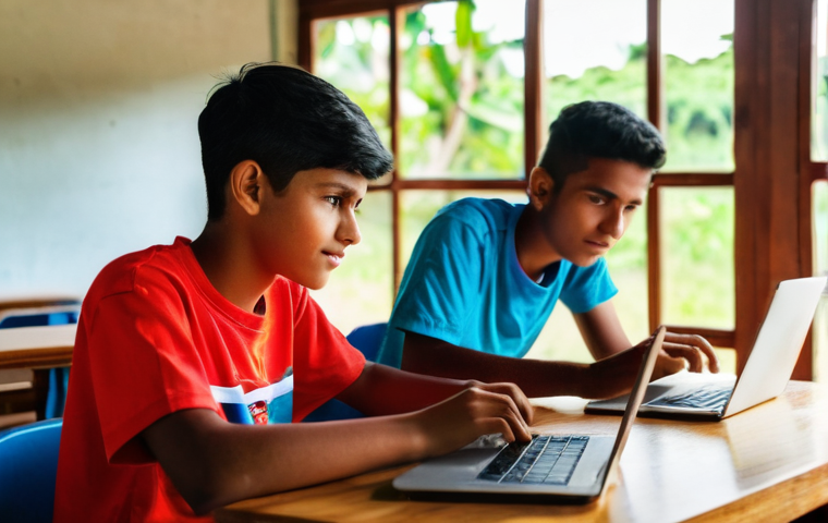 동티모르 IT 산업 발전 가능성 - **Prompt: "A group of enthusiastic young Timorese individuals, a mix of male and female, diligently ...