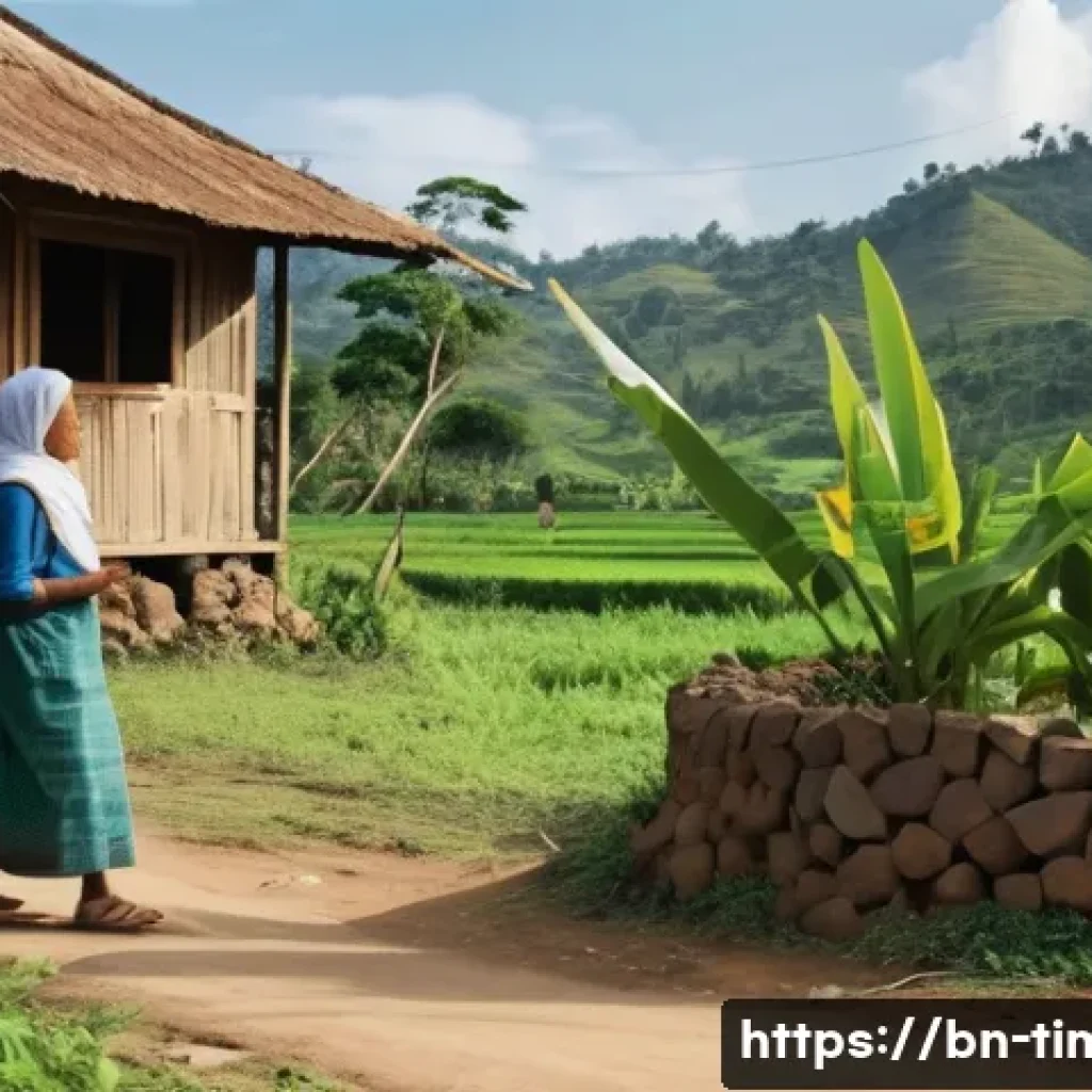 동티모르 통신사 정보 - **Prompt:** A serene, verdant rural landscape in East Timor. In the foreground, a small group of vil...