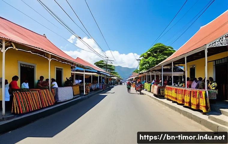 동티모르의 세계유산 - **Dili's Historic Heart and Vibrant Life:**
    "A vibrant street scene in Dili, East Timor, showcas...