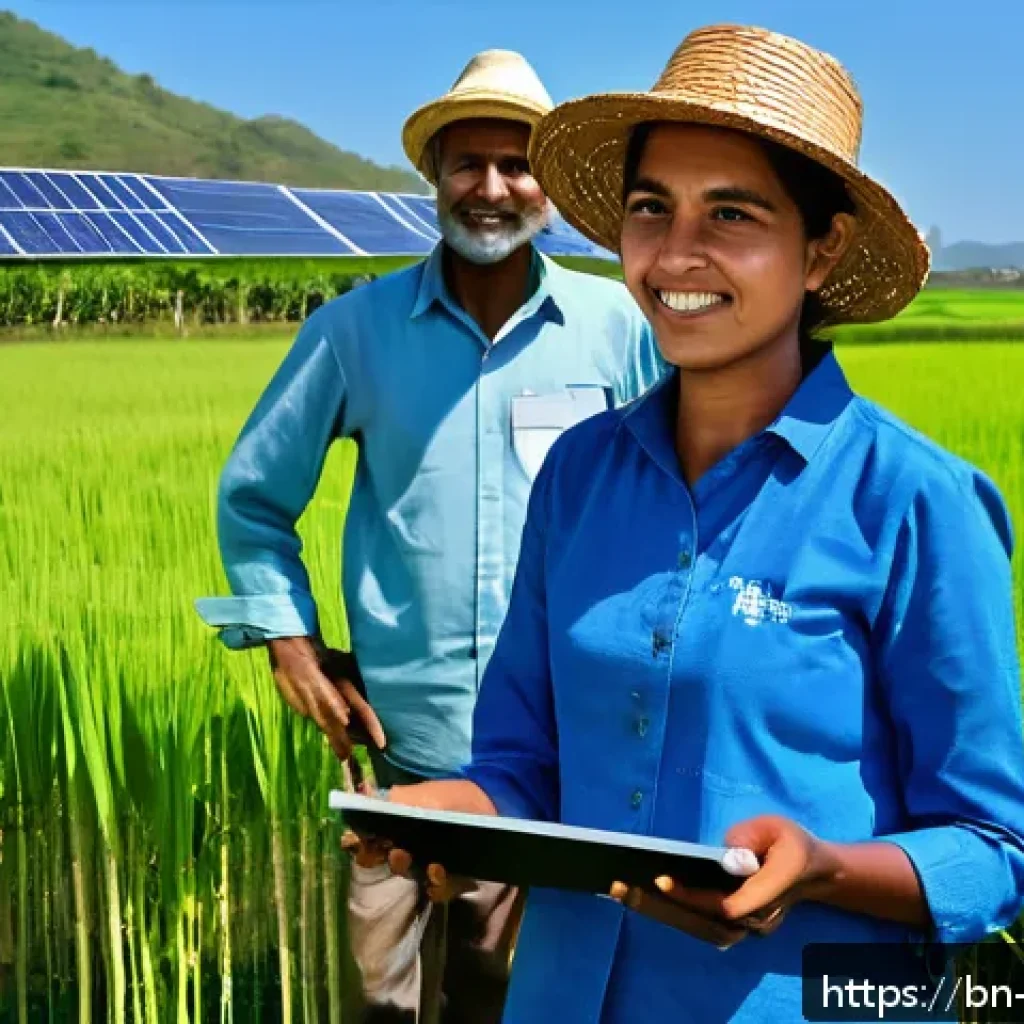 동티모르와 유럽 연합의 관계 - A vibrant scene illustrating sustainable development collaboration between Timorese farmers and Euro...